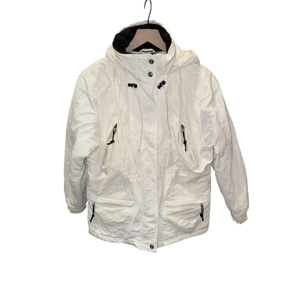 L.L.Bean Primaloft Insulated Hooded Jacket White Petite Small Winter Coat